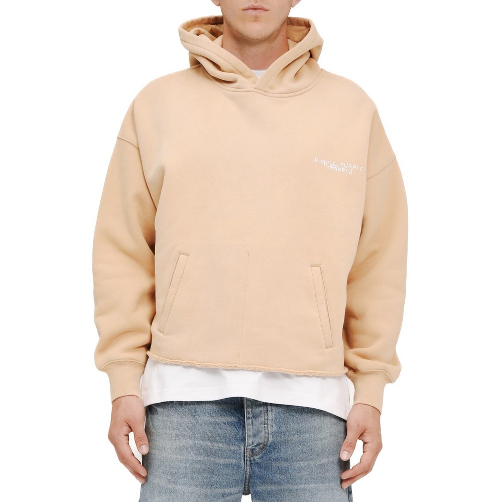 Purple Brand Oversized Fleece Graphic Hoodie Ecru‎ Small NWT
